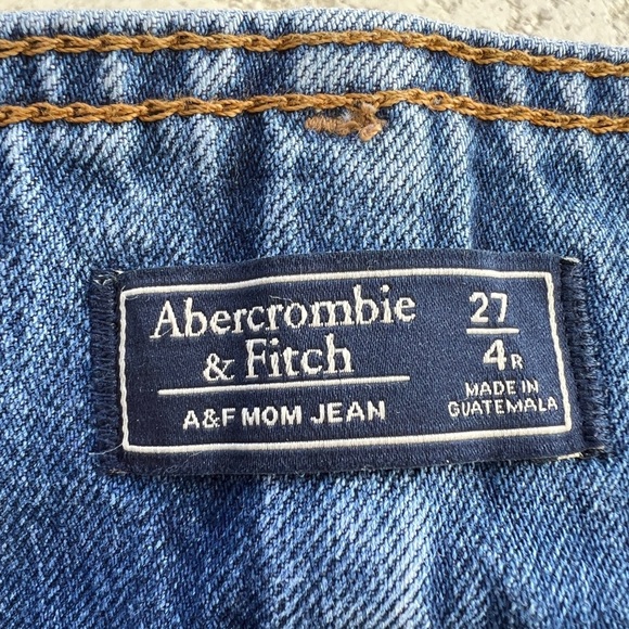 Abercrombie & Fitch Jeans Size 4 27 Mom High Rise Baggy Tie Blue Buttonfly Denim - Picture 5 of 6